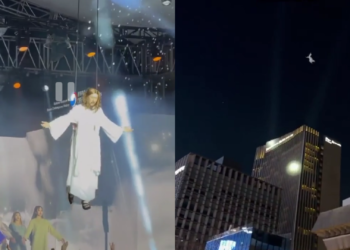 Actuación celestial: Una grúa falló y mandó al “Jesús” de la obra directo a la estratosfera
